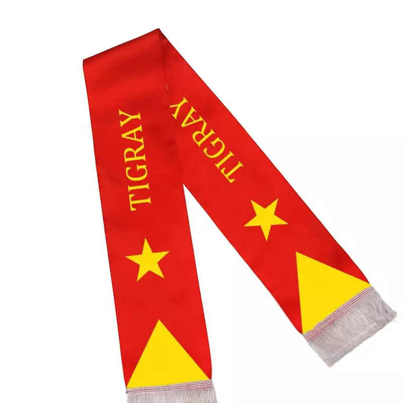 Digital printing Custom National Football Fans Supplier Wholesale Country White Tassel Tigray Flag Scarf