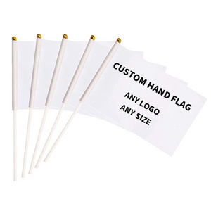 Personalized Design Logo Small Mini Stick Flag Custom Hand Held Waving Flag With Plastic Pole