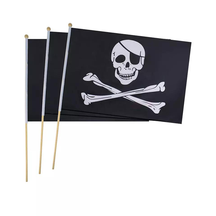 Personalized Design Logo Small Mini Stick Flag Custom Hand Held Waving Flag With Plastic Pole