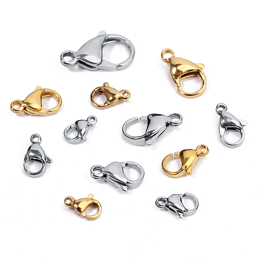 Bracelet stainless steel jewlery findings dongguan component Metal clasp gold plated Lobster clasps for jewelry Bracelet making