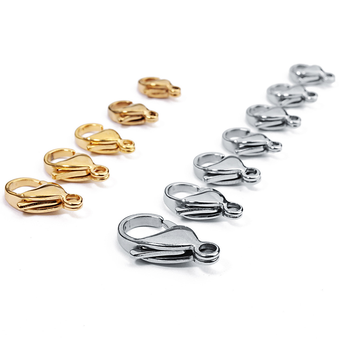 Bracelet stainless steel jewlery findings dongguan component Metal clasp gold plated Lobster clasps for jewelry Bracelet making