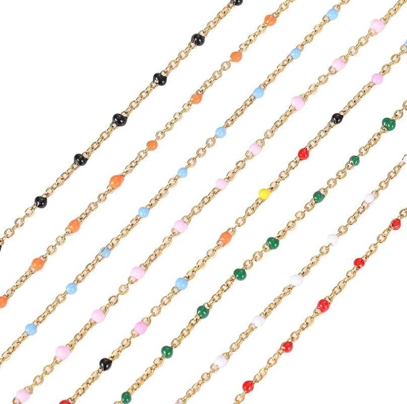 1.5mm Width Colorful Cup Chain Bead Gold Bag Chain Women Diy 304 Stainless Steel Ball Jewelry Waist Making Chains