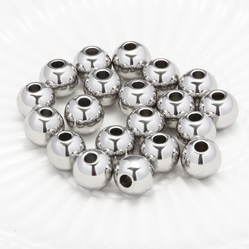 FASHION Hot sale DIY Round Stainless Steel big hole round spacer bead jewelry finding beads for jewelry making