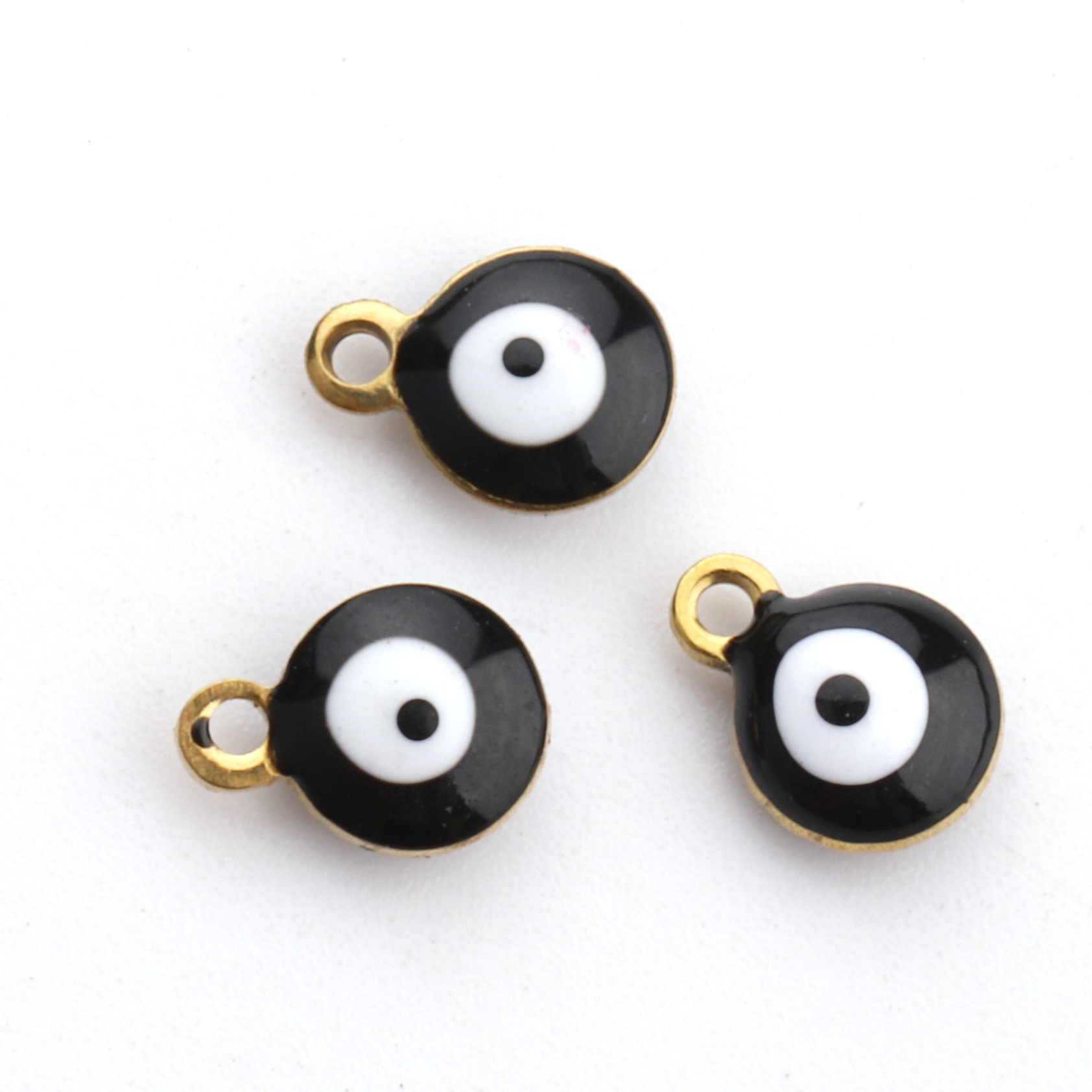 18k gold Evil Eye Charms Wholesale Pink Blue Enamel turkish Colorful Stainless Steel bulk Pendants for Bracelet Jewelry Maki