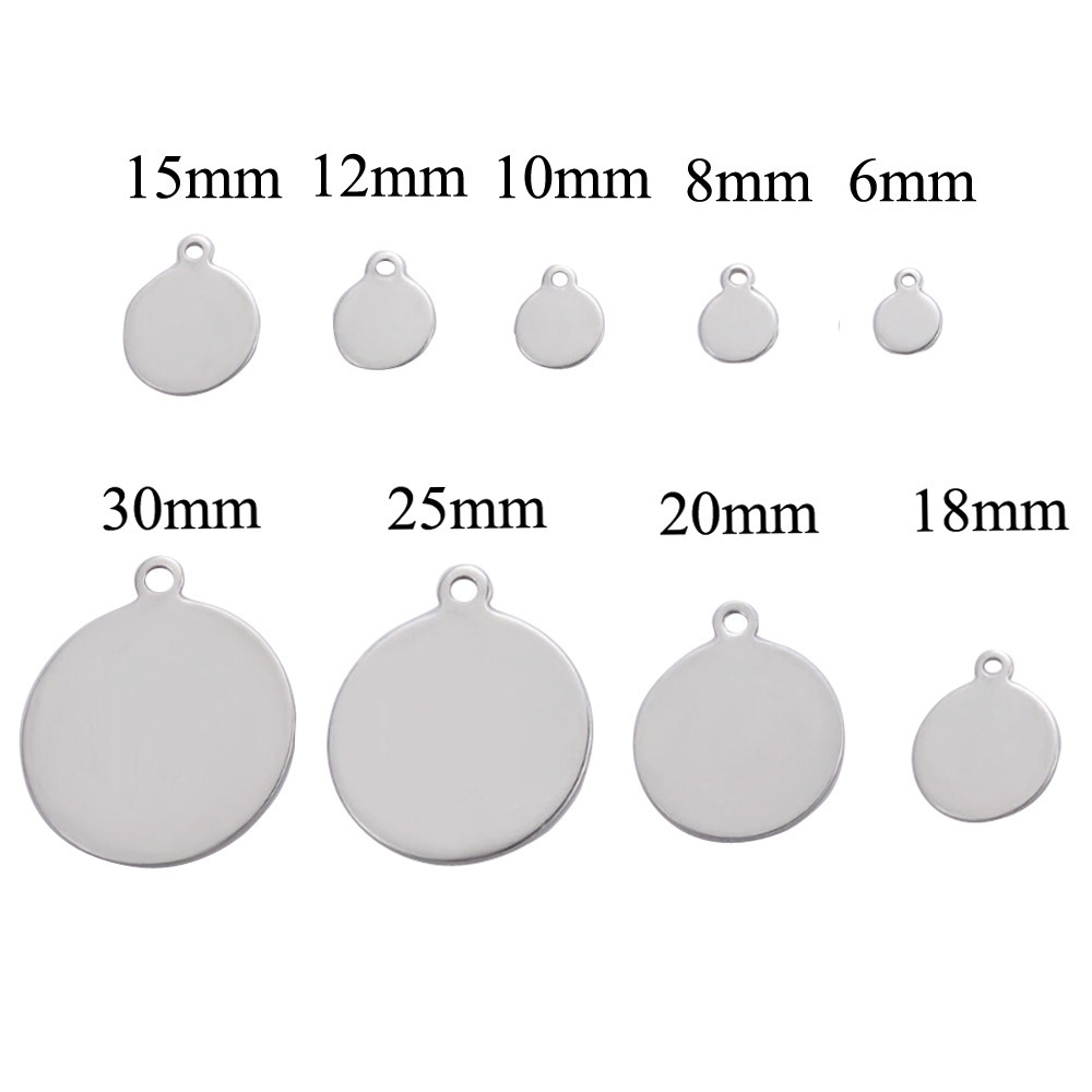 Stainless Steel 0.8-1mm Thick Custom logo Round Stamping Blank Pendants Charms for Bracelet Necklace Pendant Jewelry DIY Craft