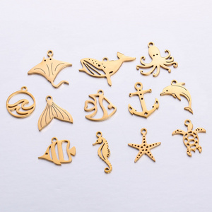 Fashion jewelry pendants stainless steel ocean series fishtail dolphin whale DIY bracelet necklace charms for jewelry making