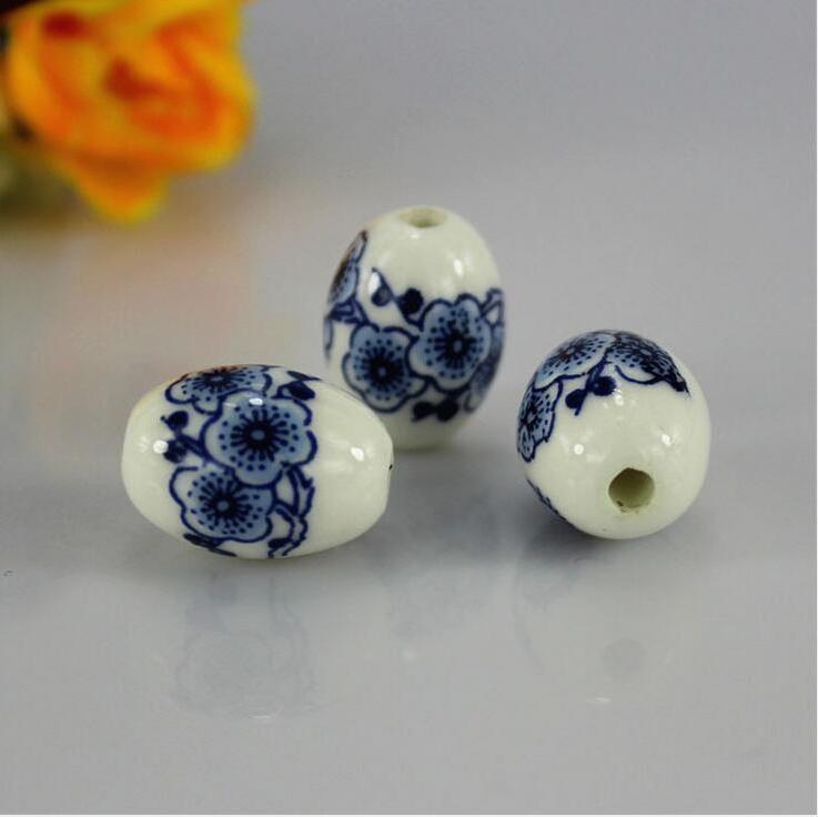 Wholesale China Blue And White Hand Painted Ceramic Porcelain Bead For Diy Jewelry Necklace Necklace Earring Making