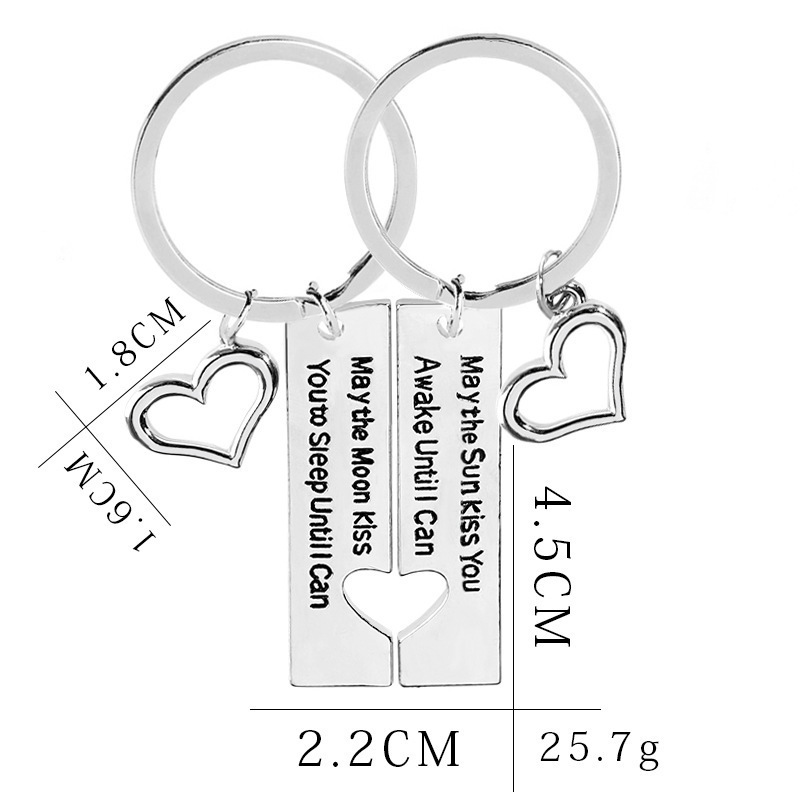 Valentine's Day Anniversary Gift forever 2 Puzzle Piece Couples Keychain Handstamped Key Chain for Couples love day