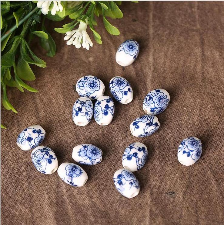 Wholesale China Blue And White Hand Painted Ceramic Porcelain Bead For Diy Jewelry Necklace Necklace Earring Making