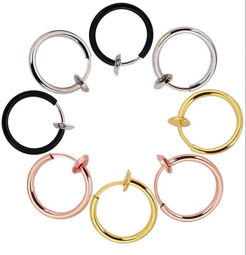 Decoration Round 13mm Faux Fake Gold Plated Nose Ring Jewelry Hoop Beautiful Earrings Surgical Stainless Steel for Women Men