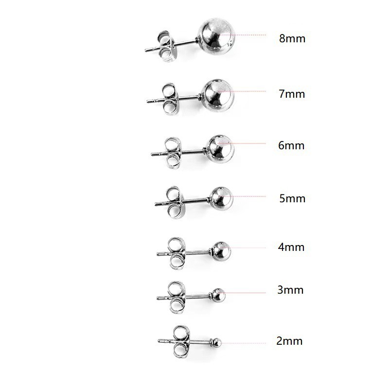 Custom New Jewelry Gold Plated Stainless Steel Ear Stud Round Titanium Peas Ball Bead Luxury Earrings piercing For Women