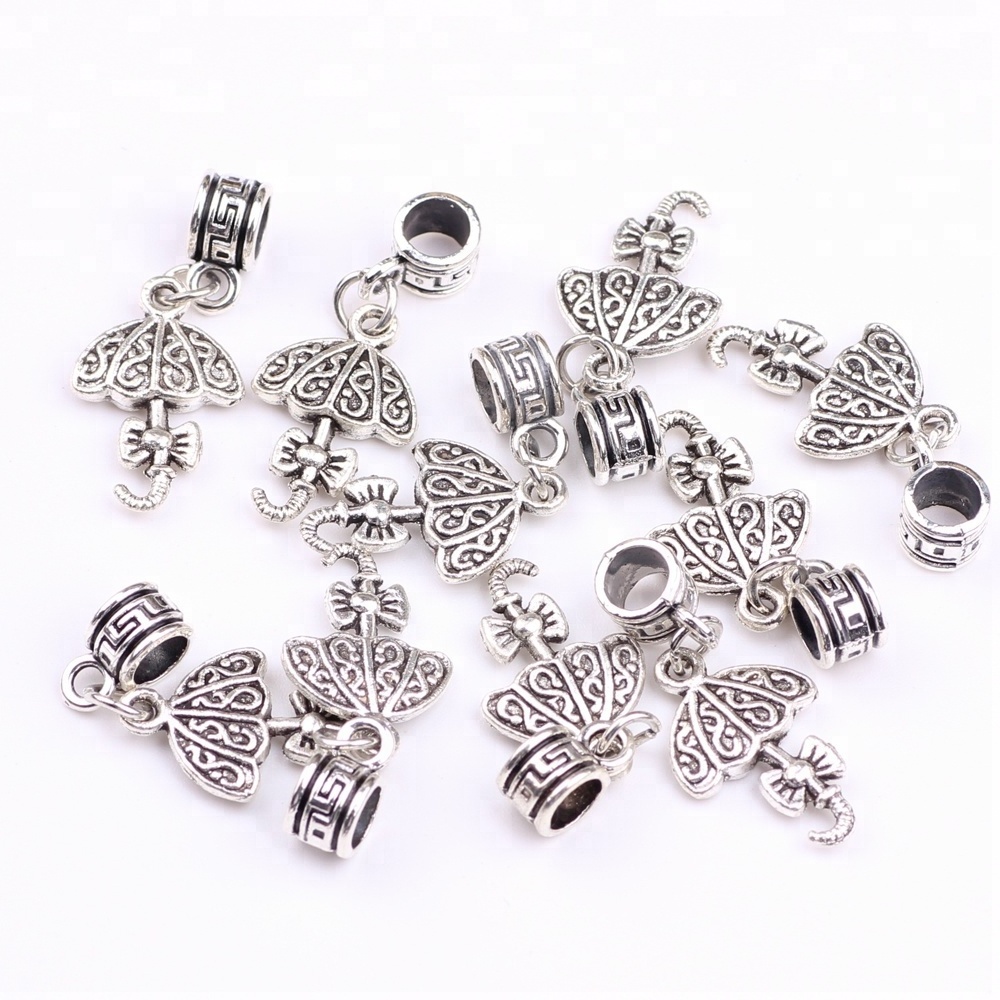 bulk beads umbrella pendant alloy big hole beads charm for bracelet