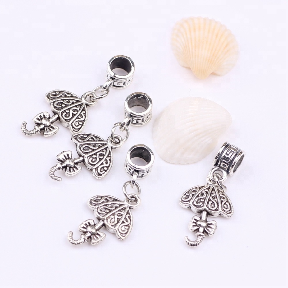 bulk beads umbrella pendant alloy big hole beads charm for bracelet