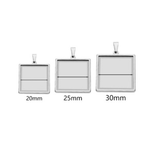 Stainless Steel  Diy Jewelry Accessories Square Base Empty Tray Charms Bezel Pendant Gem Tray