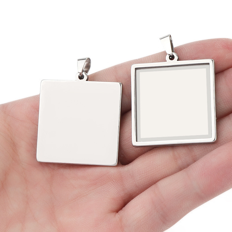 Stainless Steel  Diy Jewelry Accessories Square Base Empty Tray Charms Bezel Pendant Gem Tray