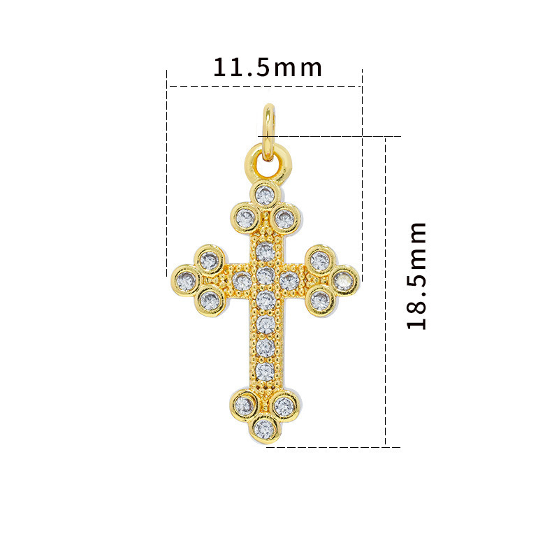 Citrine Pave Diamond Cross Pendant Popular Charms Diy Jewelry Accessories Gold Plated 18k Cz Zircon Pendant