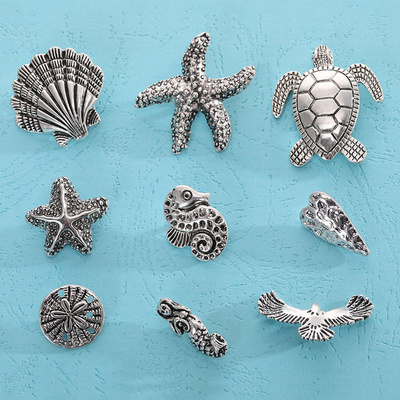 Vintage Ocean Charm Pendant Antique Silver Plated Sea Turtle Starfish Shell Charm for Jewelry Making