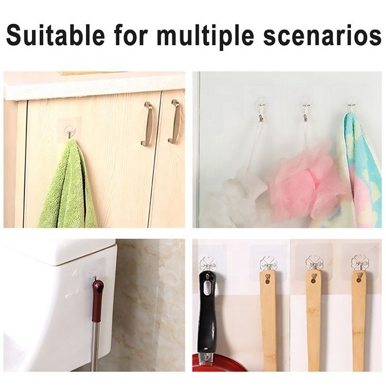 Wholesale Kitchen Bathroom Strong adhesive Hook Storage Hanger Wall mounted Hooks Drop Shipping Seamless 5kg