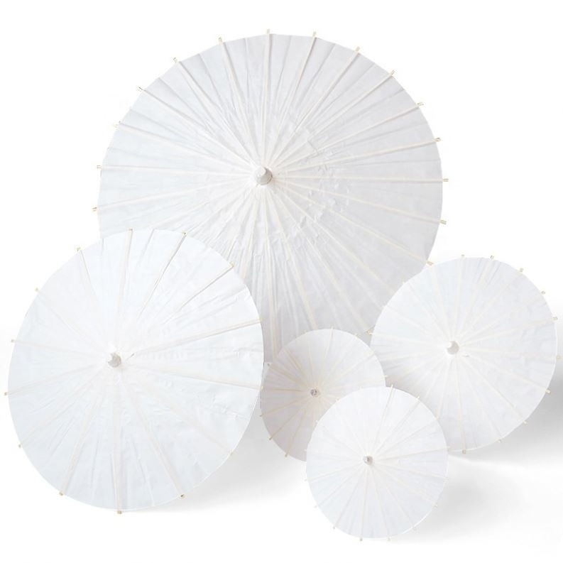 Wholesale Chinese Cheap White Wedding  Paper Parasol Umbrella With Logo