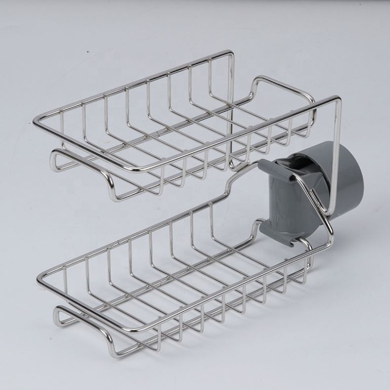 Stainless Steel Kitchen Faucet Sponge Soap Holder Storage Rack Hot Selling Sink Caddy