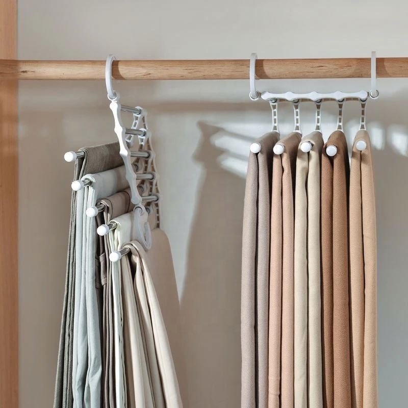 Tiktok Telescopic Pants Hangers Non-Slip Clothes Organizer Layered Jeans Rack For Trousers Scarf Household