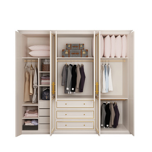 Eco-friendly Solid Wood Closets American Bedroom Wardrobe Closet Storage Roperos Closets with 6 Doors Armoire