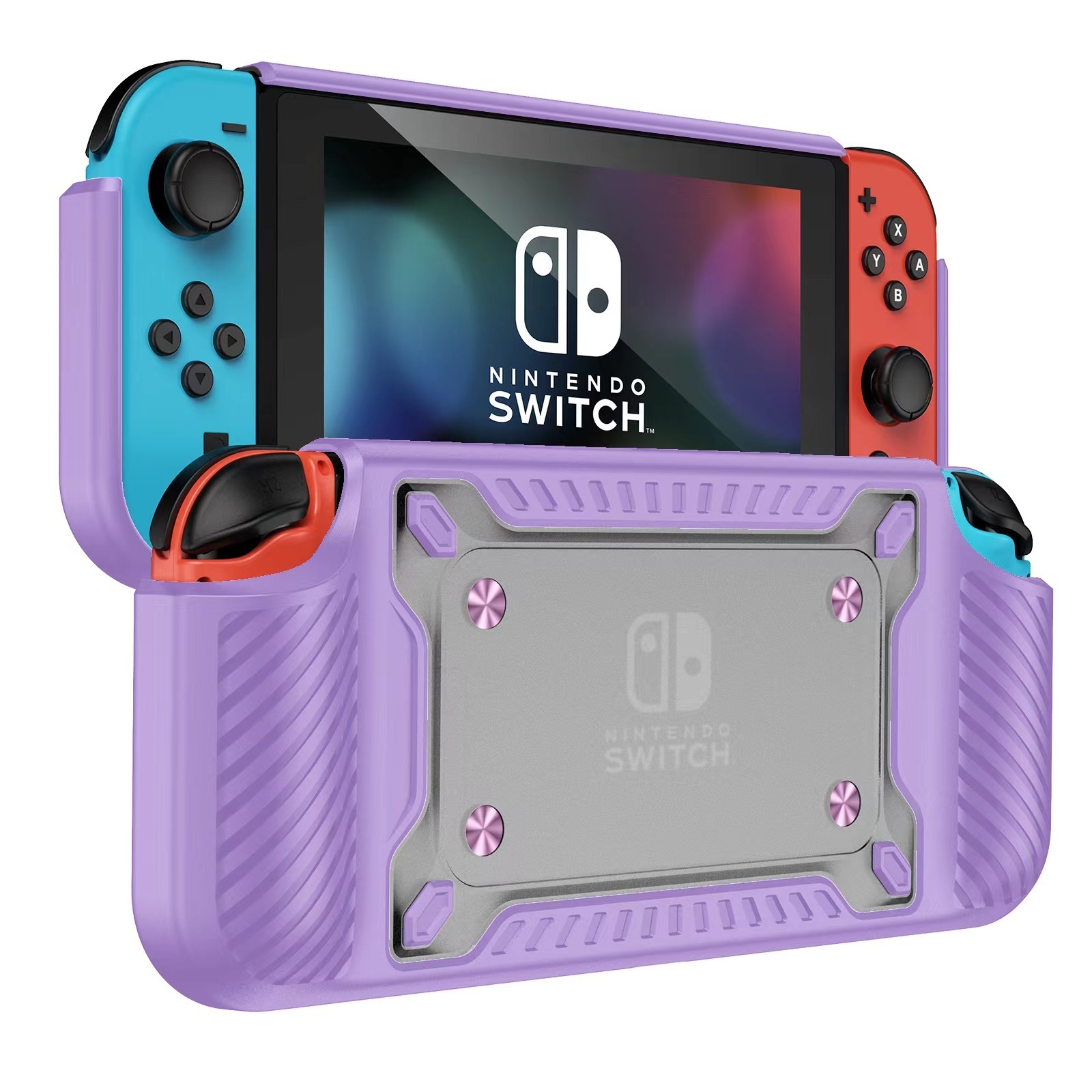 Multi Colors PC Protective Case For Switch OLED Non-slip Protection For Game Console Back Cover With Card Slot Kickstand Design