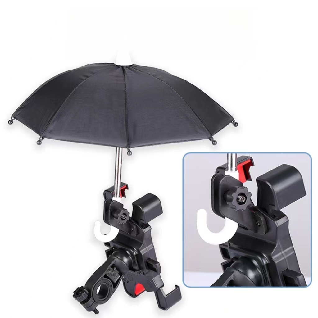 Yapears Custom Shockproof Bike Phone Stand Holder With Umbrella For 4.8-6.8inch Mobile Phone Sun Protection Cycle Umbrella Stand