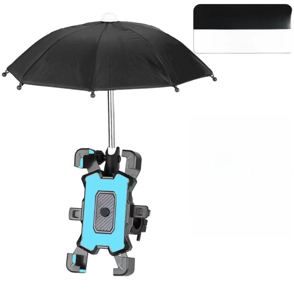 Yapears Custom Shockproof Bike Phone Stand Holder With Umbrella For 4.8-6.8inch Mobile Phone Sun Protection Cycle Umbrella Stand