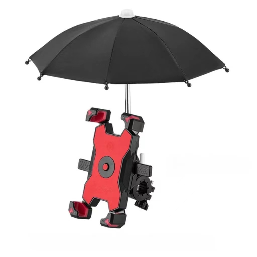 Yapears Custom Shockproof Bike Phone Stand Holder With Umbrella For 4.8-6.8inch Mobile Phone Sun Protection Cycle Umbrella Stand