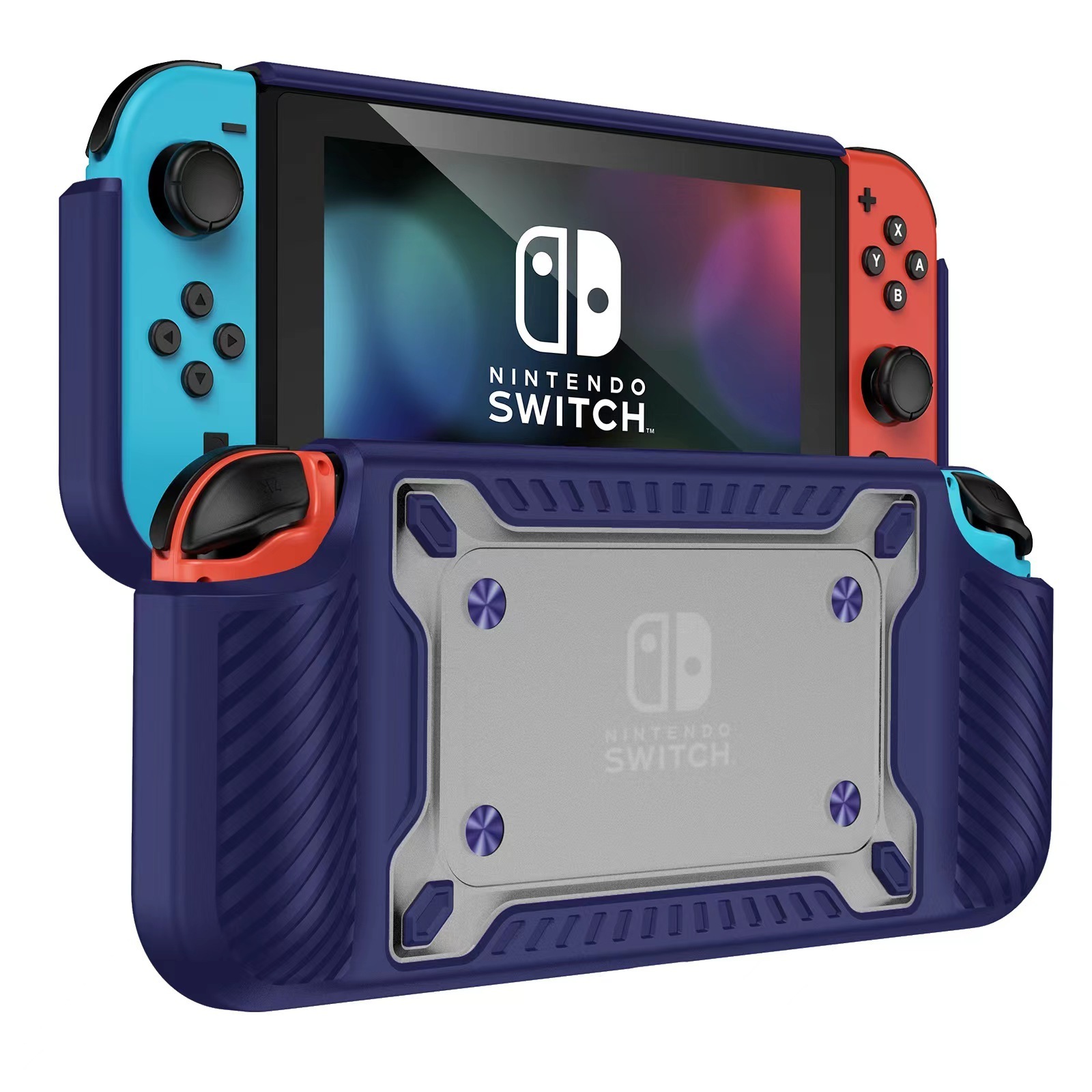 Multi Colors PC Protective Case For Switch OLED Non-slip Protection For Game Console Back Cover With Card Slot Kickstand Design