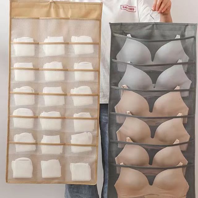 Yapears Custom Dual Sided Storage Bags Hanging Closet Organizer save space for Underwears  and bra Hanging Bag