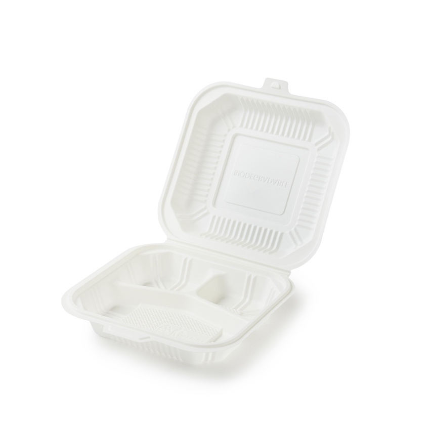 Disposable Eco Friendly Biodegradable Lunch box Take Out To Go Cornstarch Food Container With Lids for Food