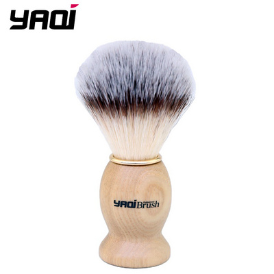 YAQI private label men cleaning shave  eco vegan soft feeling synthetic hair wood handle shaving brush