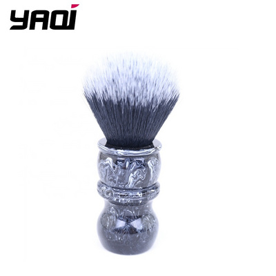 Yaqi 24MM Black and White Tip Synthetic Hair Marble Color Resin Handle Barber mens Shaving Brush