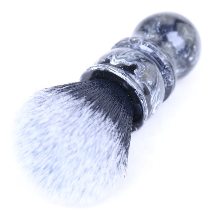 Yaqi 24MM Black and White Tip Synthetic Hair Marble Color Resin Handle Barber mens Shaving Brush