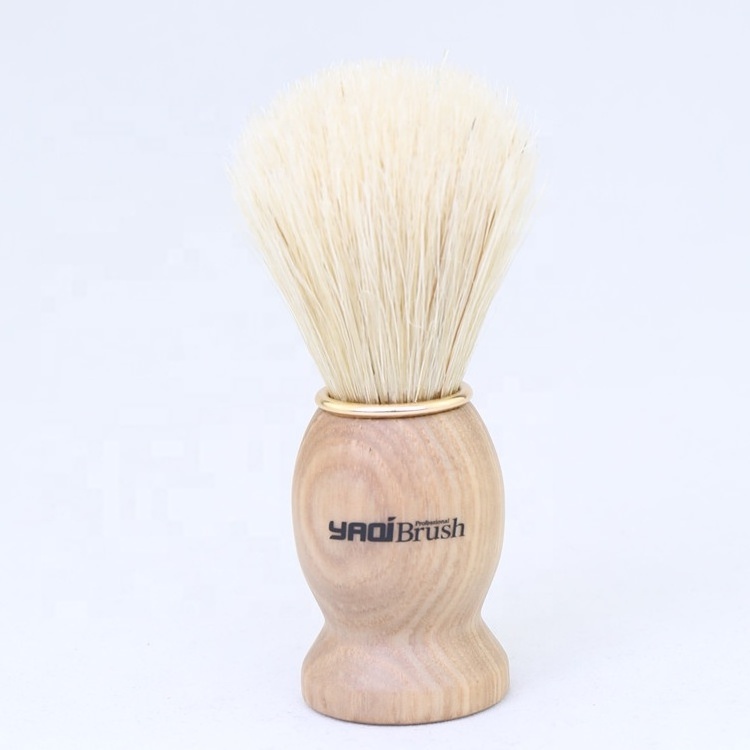 YAQI private label men cleaning shave  eco vegan soft feeling synthetic hair wood handle shaving brush