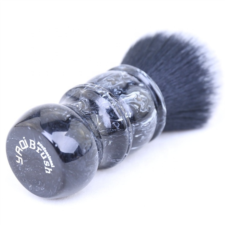 Yaqi 24MM Black and White Tip Synthetic Hair Marble Color Resin Handle Barber mens Shaving Brush