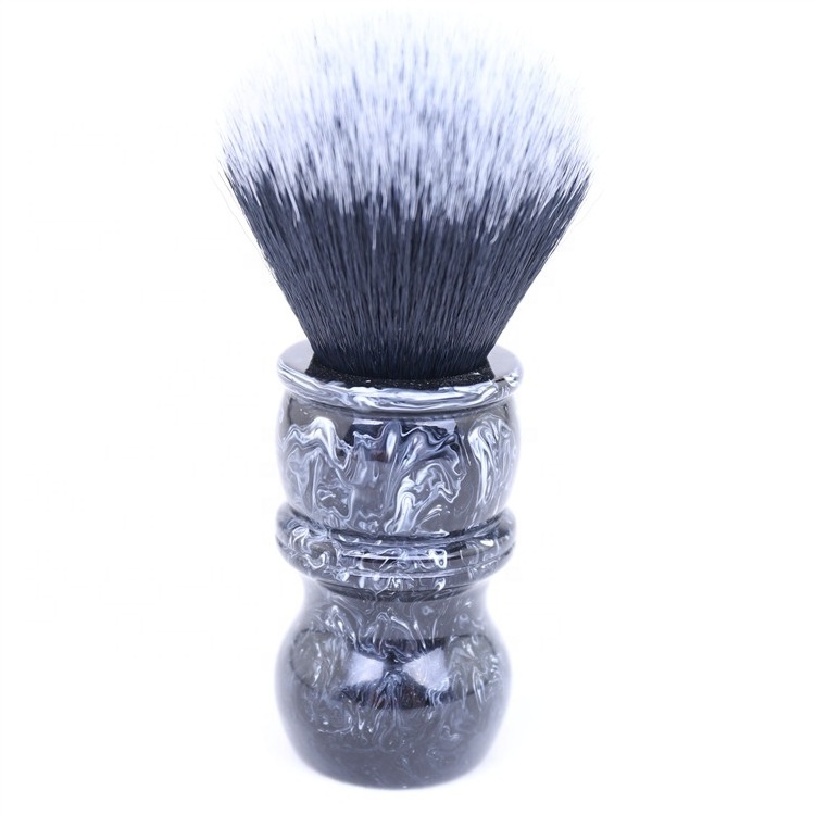 Yaqi 24MM Black and White Tip Synthetic Hair Marble Color Resin Handle Barber mens Shaving Brush