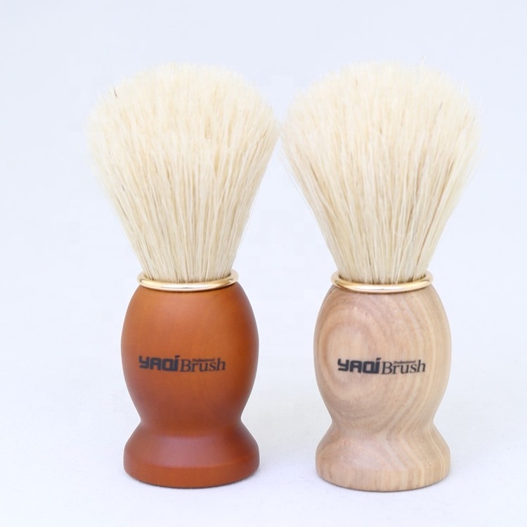 YAQI private label men cleaning shave  eco vegan soft feeling synthetic hair wood handle shaving brush