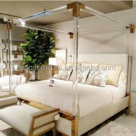 Luxury Design Acrylic Transparent Lucite Crystal Bed King Or Queen Size Bed