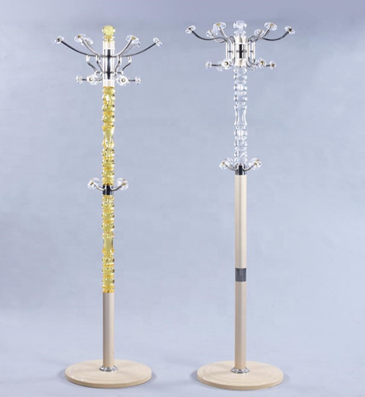 Hot Selling Popular Design Beautiful Gold Coat Hanger Floor Acrylic Coat Rack