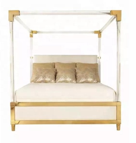 Luxury Design Acrylic Transparent Lucite Crystal Bed King Or Queen Size Bed