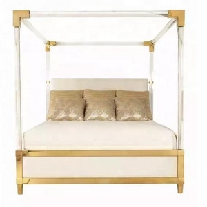 Luxury Design Acrylic Transparent Lucite Crystal Bed King Or Queen Size Bed