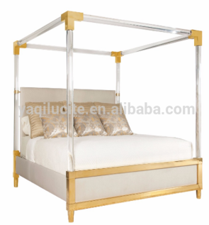 Factory Price OEM ODM  Modern design acrylic Bed  Metal Bed Frame Italian  Frame canopy bed