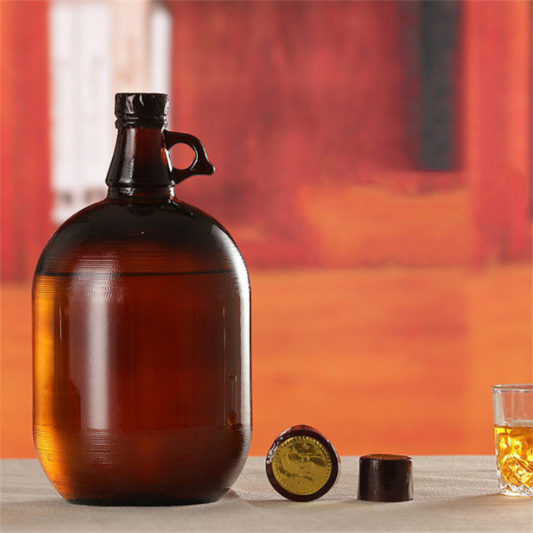 Wholesale 1L 2L Large California Amber Wine Beer Growler Sangria Wine Glass Bottles glass bottle factory