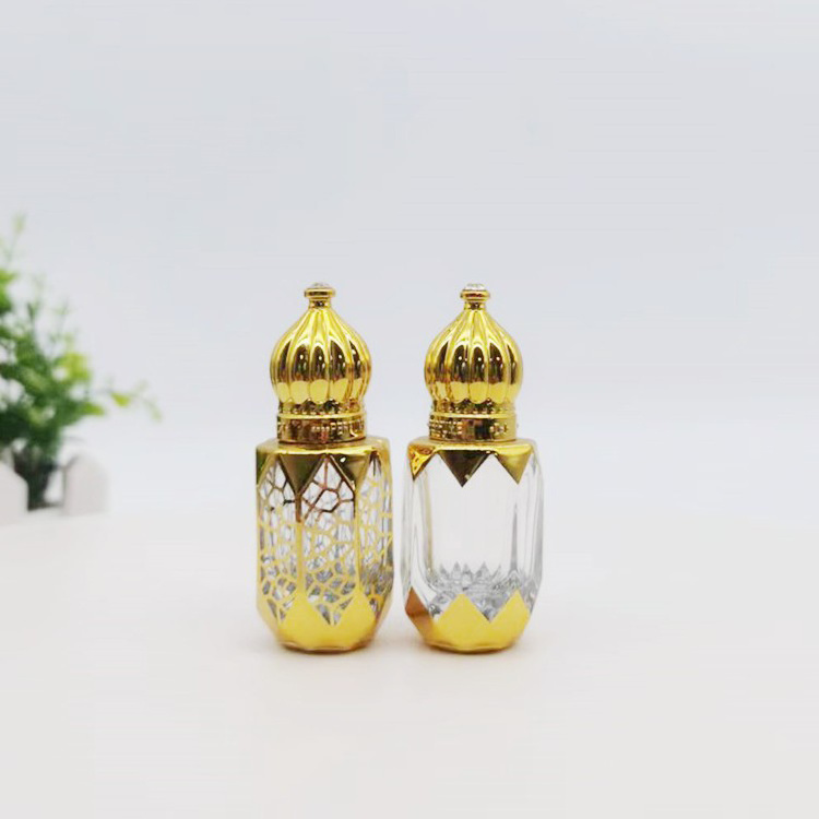 Luxury Arabic Perfume 6ML Octagon Roll on Glass Essential Oil Bottle Attar Oud Oil Glass Bottles