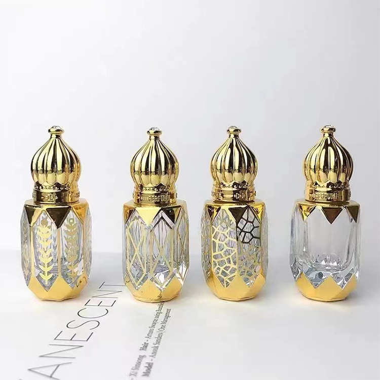 Luxury Arabic Perfume 6ML Octagon Roll on Glass Essential Oil Bottle Attar Oud Oil Glass Bottles