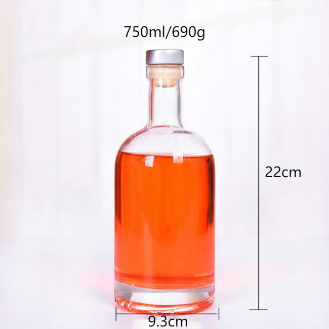 Custom 150ml  200ml 375ml 500ml 750ml 1000ml Clear frosted oslo glass bottle vodka spirit wine bottle for liquor corked