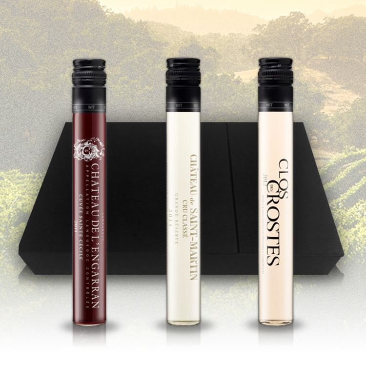 Custom 100ml  Wines & Spirits Tasting glass bottle packing by Test Tube Wine Bottles